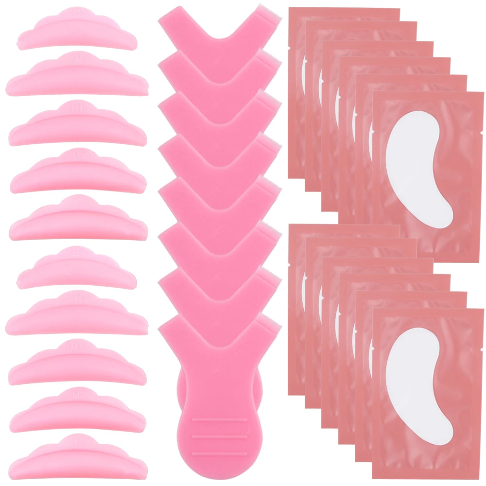 

40/70Pcs Y Shape Brush Silicone Eyelashes Curler Reusable Lash Lift Perm Pad Hydrogel Patches Under Eye Eyelash Extension Kit