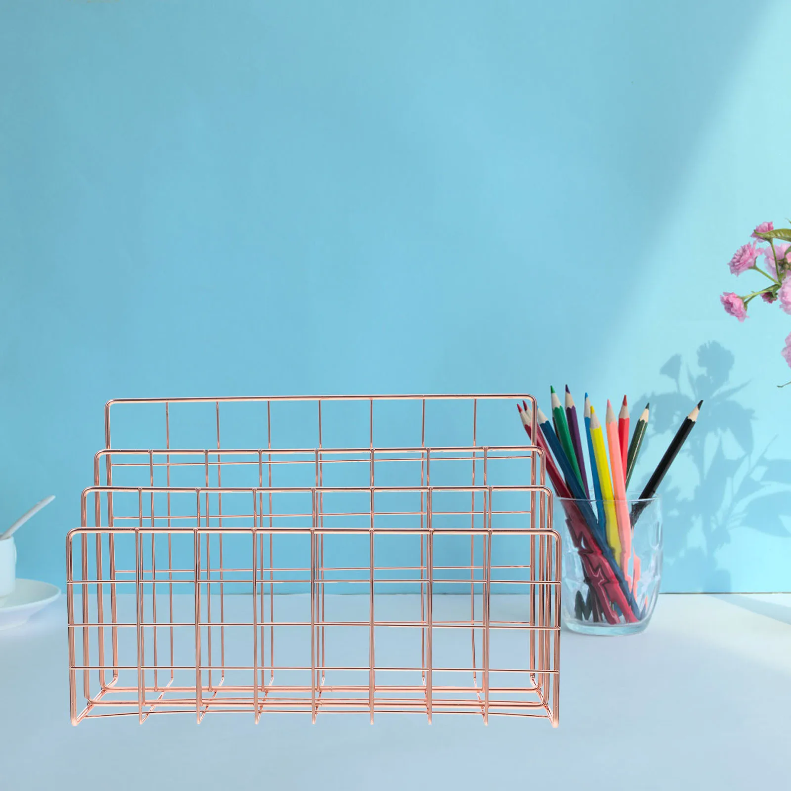 

Desk File Organizer Iron Art File Holder Mail Sorter Countertop Mail Organizer Notebook Holder Desktop Workspace