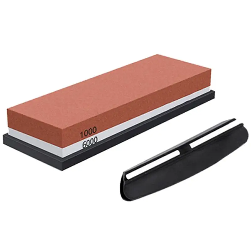 ABVT-2X Sharpening Stone,Whetstone Grit 1000/6000,2 In 1 Pair-Sided Knife Sharpener With Non-Slip Silicone Base & Angle Guide