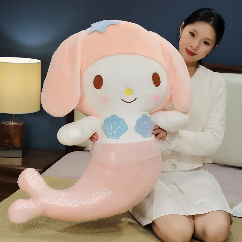 50/65cm Kawaii Sanrio Hello Kitty Kuromi My Melody Mermaid Plush Toys Cute Plushies Soft Stuffed Dolls Cushion Kids Pillow Gifts