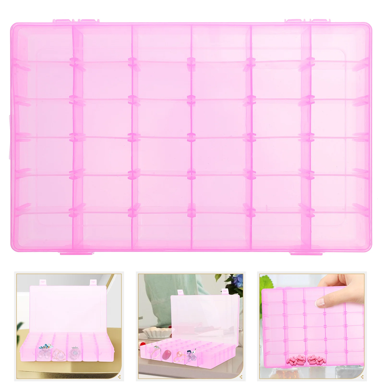 

Clear Hard Plastic Storage Box 36 Grid Jewelry Organizer Adjustable Removable Dividers Transparent Container For Earrings