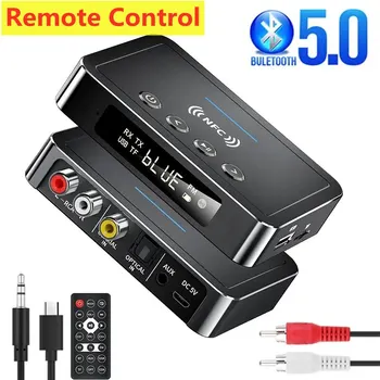 Bluetooth 5.0 Receiver Transmitter FM Stereo AUX 3.5mm Jack RCA Optical Handsfree Call NFC Wireless Audio Adapter for TV Car Speaker