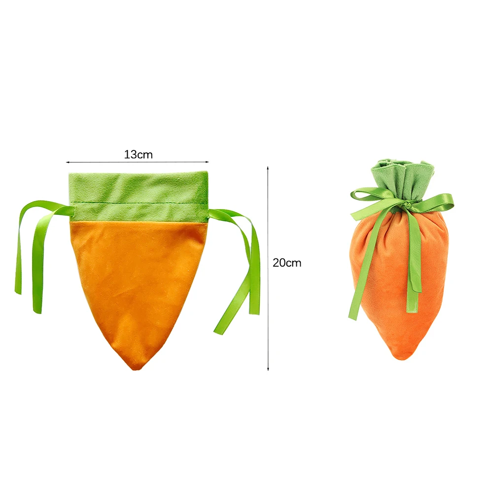 1/10Pcs Easter Carrot Gift Bags Velvet Carrot Drawstring Bags Easter Candy Cookie Packaging for Kids Easter Decoration 2025