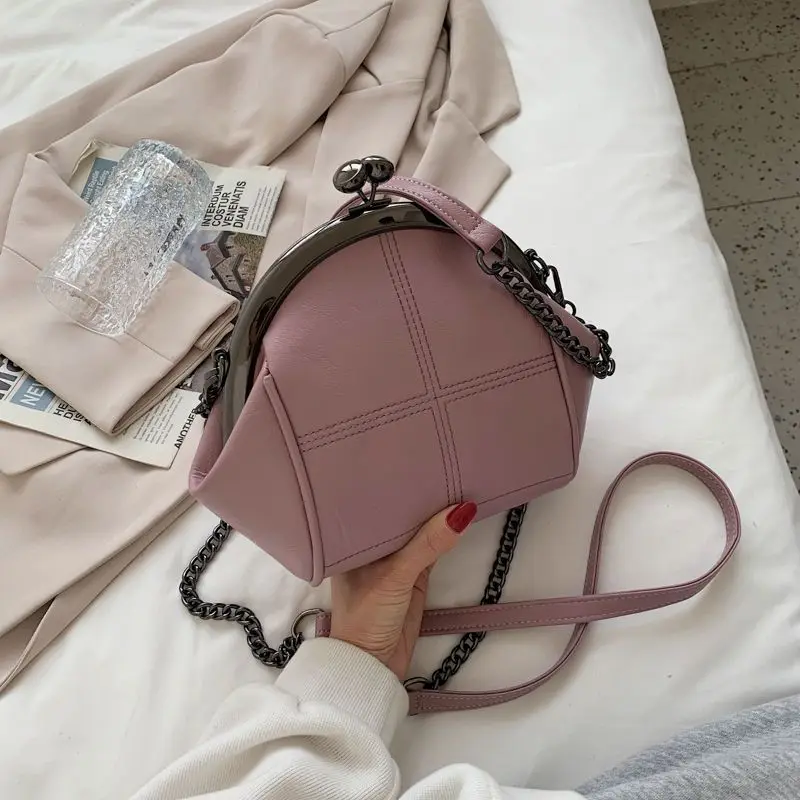 Nuevo bolso Vintage con dos correas y cierre de concha, bolsos con cadena para mujer, bolsos de hombro tipo bandolera, bolso de mano de cuero PU,