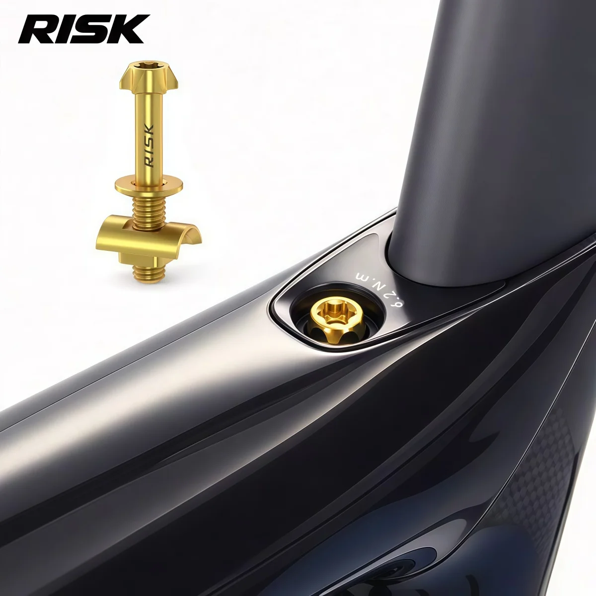 RISK RT152 / RT153 Titanium Hidden Seatpost Clamp Bolts – M5 x 29mm For Specialized Tarmac SL7 / SL8 (Gold / Rainbow / Black)