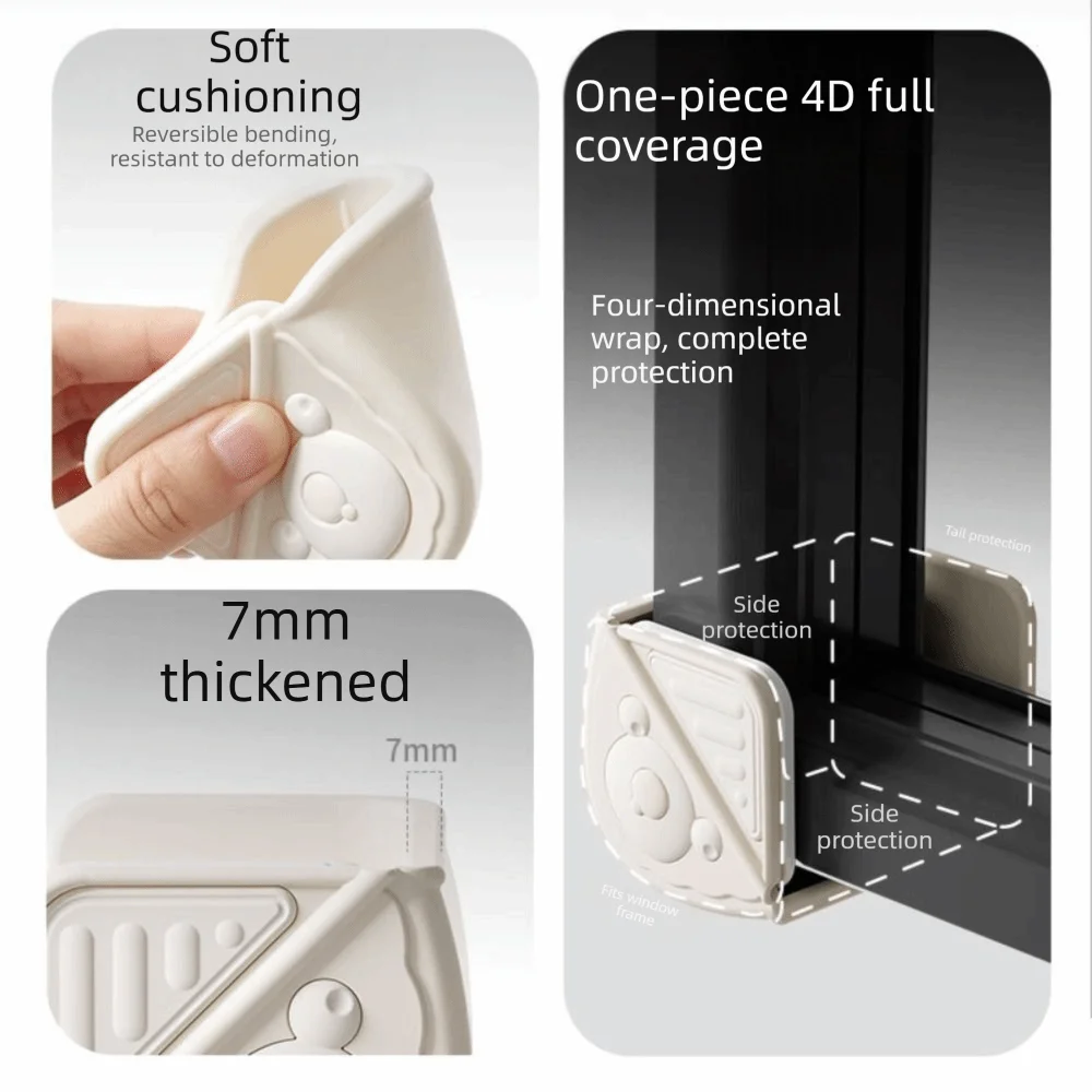 Soft Silicone Window Corner Protector Right Angle Cover Flexible Material Silicone Window Guard Full Wrap Cushioning Design