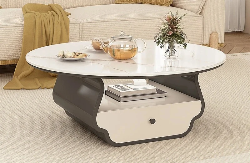 

Rock slab coffee table new small apartment high-end creative living room home light luxury modern simplicity