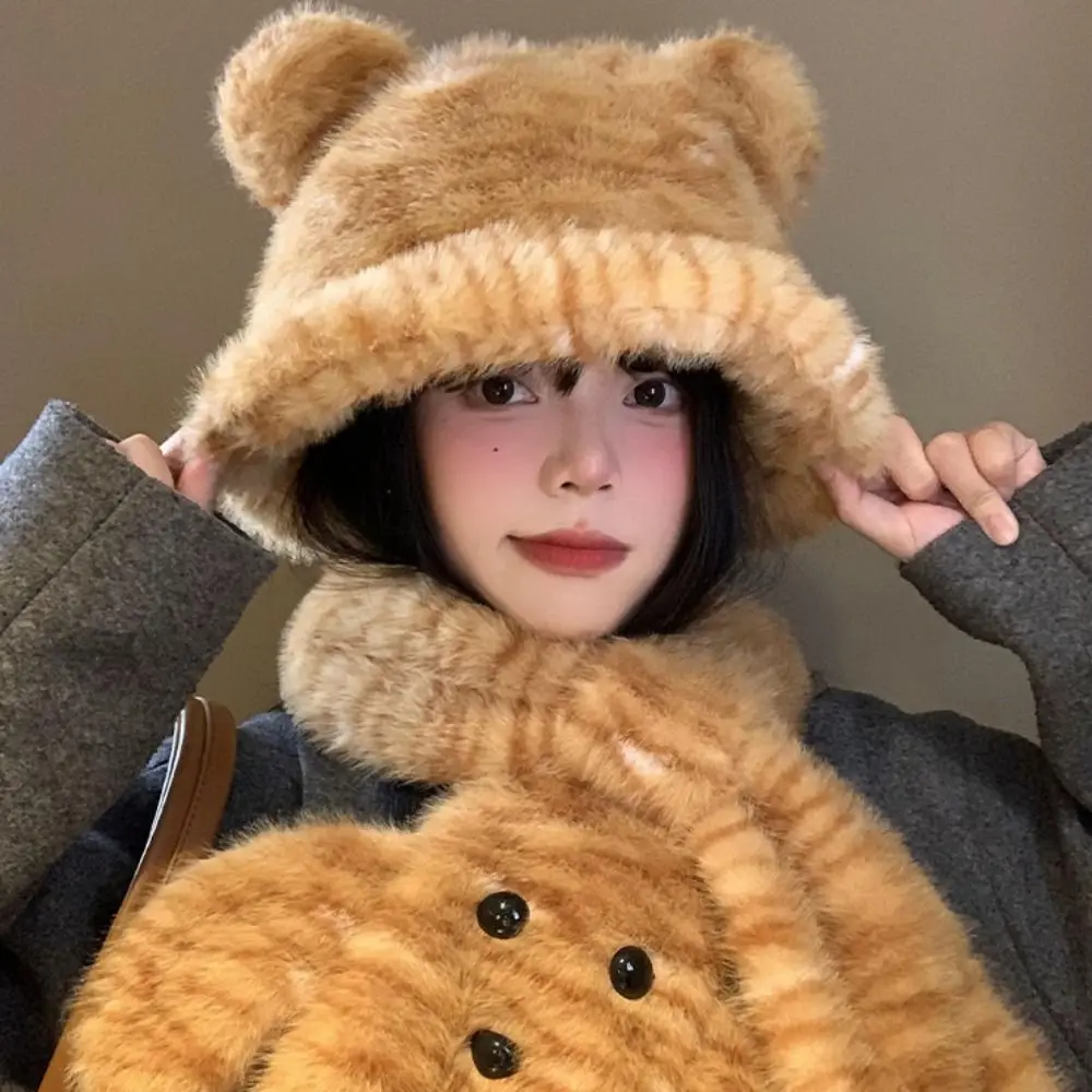 Fashion Soft Warm Kitty Earmuff Scarf Harajuku Subculture Y2K Earmuff Scarf Windproof Leopard Winter Plush Earflap Girls