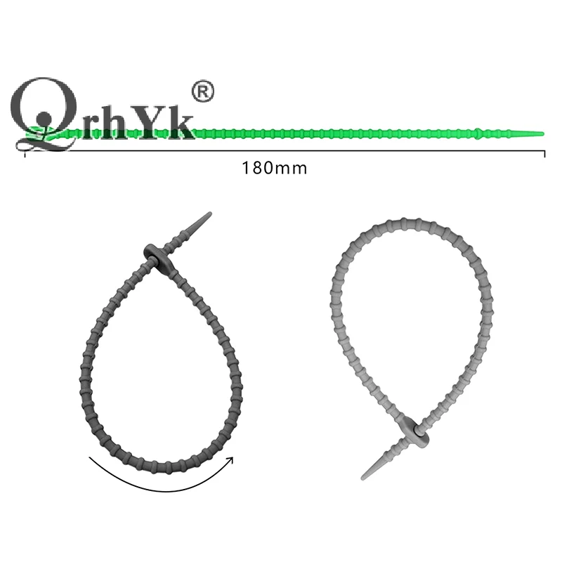 5Pcs Silicone Reusable Diy Keychain Keyring Ties Zip Tie Headset Data Line Twisted Rope Universal Magic Tie