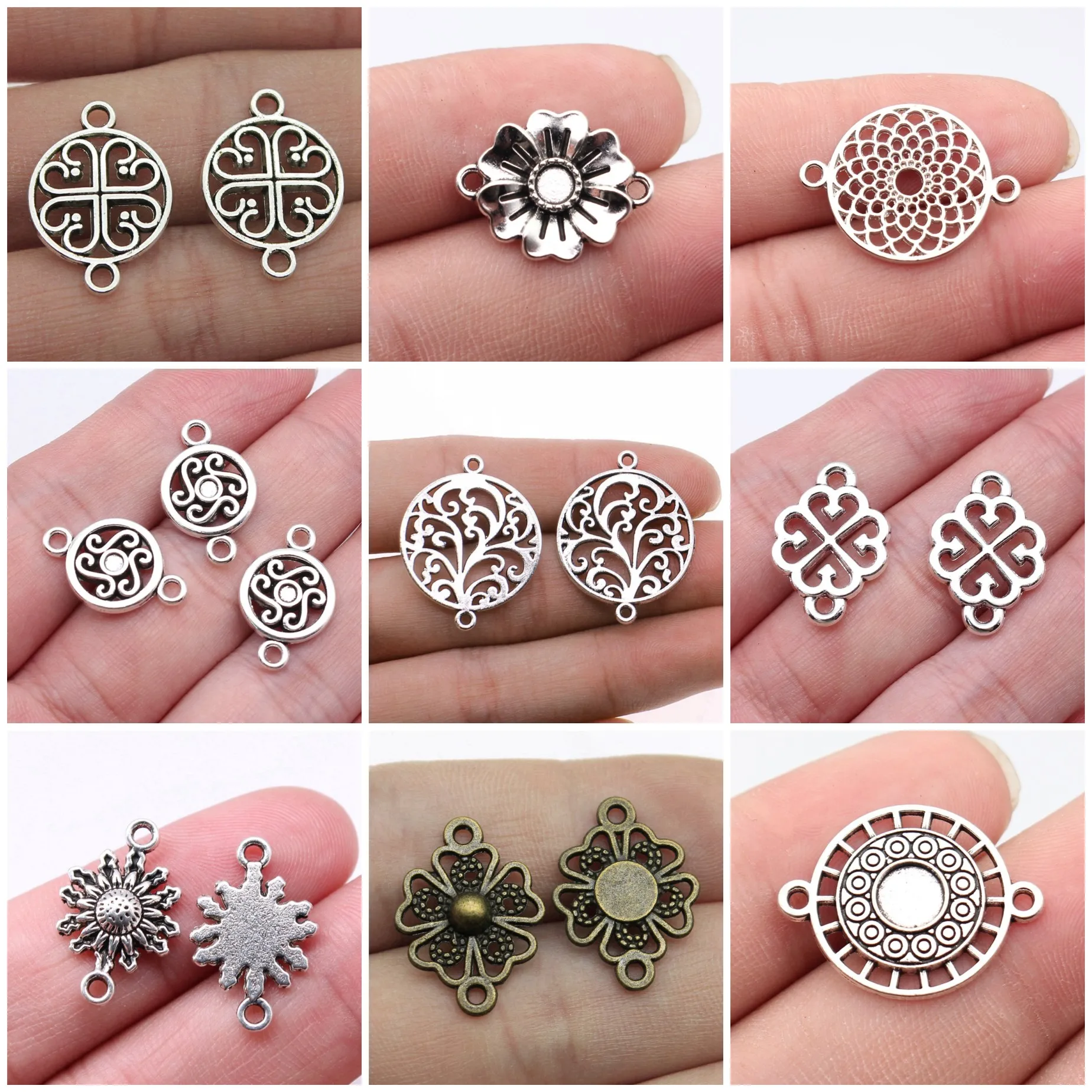 Floral Slice Flat Jewelry Connectors Findings For DIY Bracelet Necklace Making Supplies