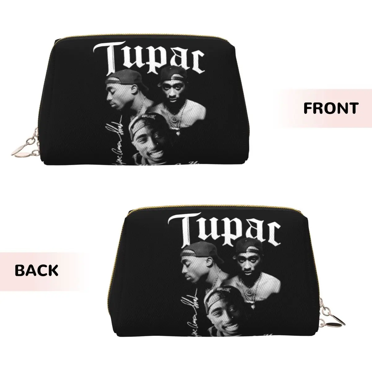 Rapper Tupac 2PAC Hip Hop Women Cosmetic Bag Travel Makeup Organizer Pouch Toiletry Storage Dopp Kit Box
