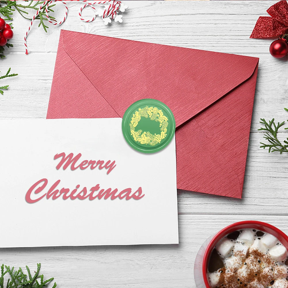 1pc Round Wax Seal Stamps Holly Snowflake Wreath Gloves Sun Pattern 25mm Removable Brass Head for DIY Decor Invitations Cards
