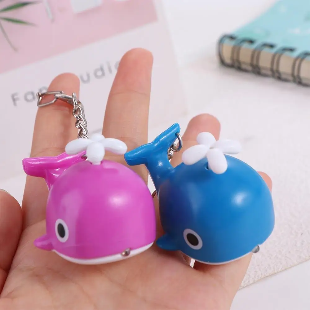 Sounds Light Sea Whale Keychain with Sound Flashlight LED Whale Keyring Luminous Metal Rings Animal LED Keychain Bag Decoration