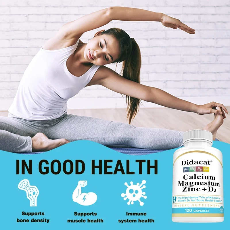 Calcium, Magnesium, Zinc and Vitamin D3 - Supports Bone Strength, Teeth, Muscle and Immune Health, Vitamin & Mineral Supplement