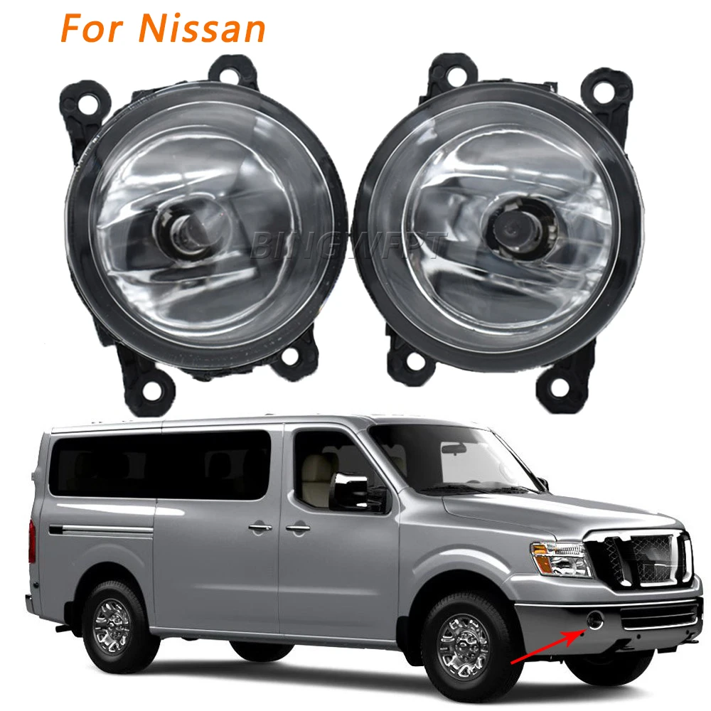 2PCS Fog Light Lamp Assembly Clear Lens Fog Lamps For Nissan NV Van 2012 2013 2014 2015 2016 2017 Auto Lighting Accessories