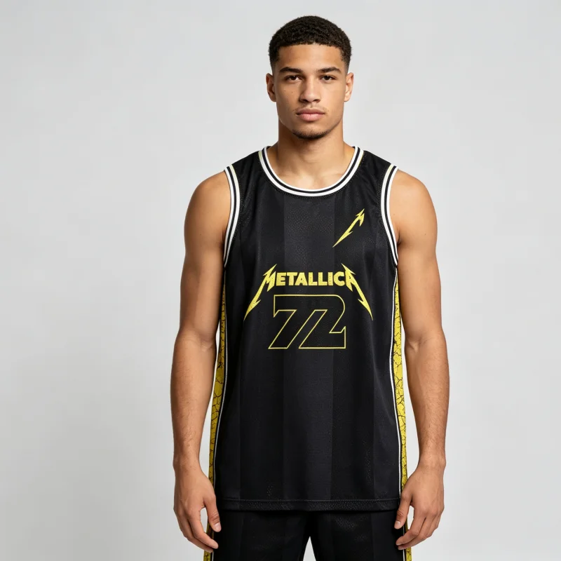 Metallica World Tour Retro Basketball Jersey Men's and Women's Summer Sports Vest Breathable Quick Drying Family Kids Clothing