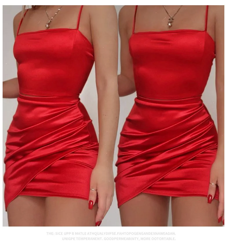 European and American 2024 Summer New Amazon Hot Selling Hanging Strap Pleated Solid Color Short Skirt Dresses for Women