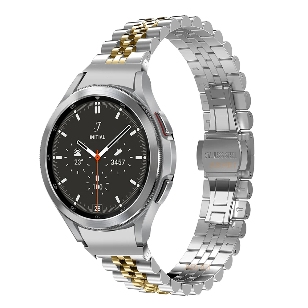 For samsung galaxy watch 6 classic 47mm 43mm 6 5 4 40mm 44mm band no gaps stainless steel strap watch 5pro 45mm 46mm 42mm band