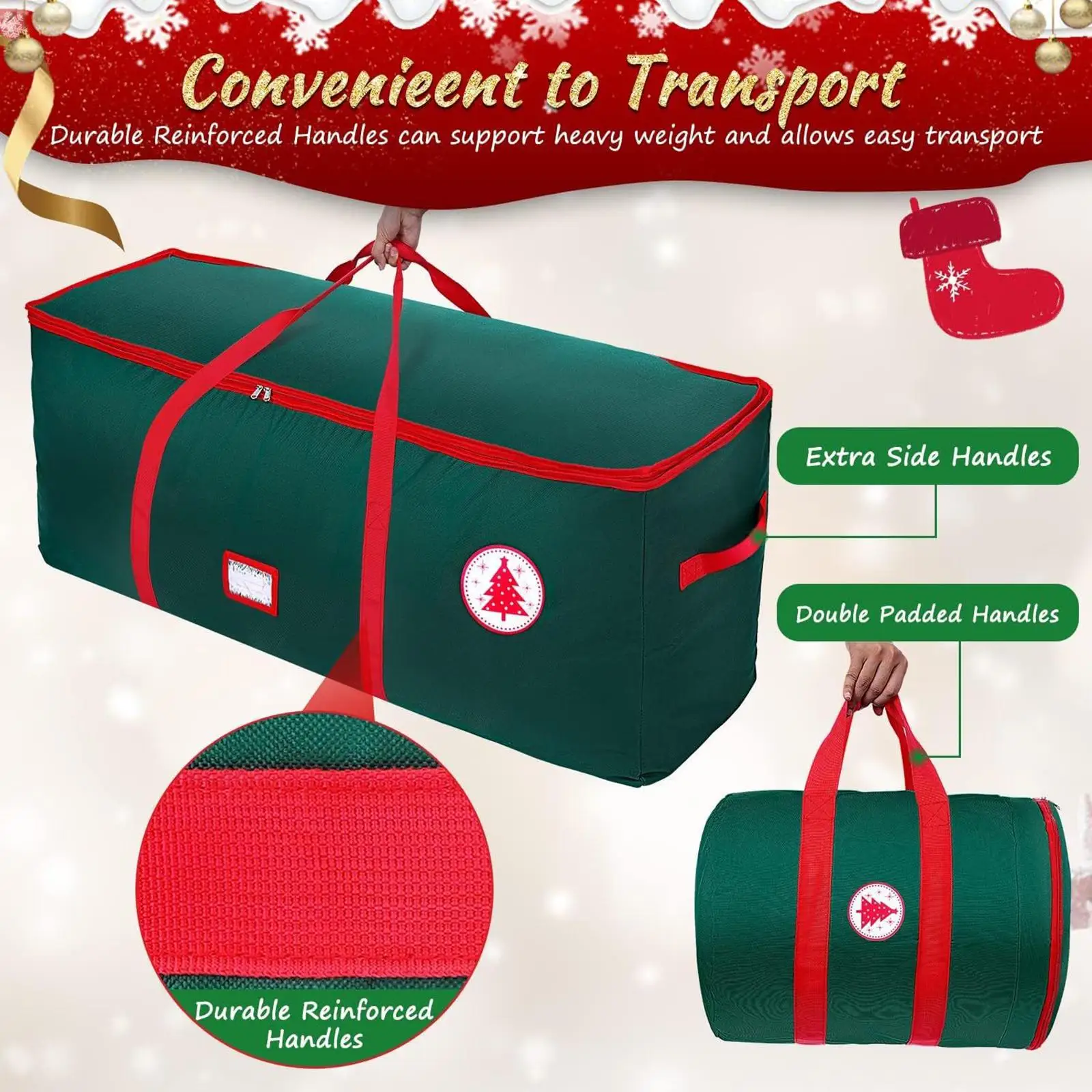 Christmas Storage Bag Container Heavy Duty Dustproof Portable Xmas Storage Bag Storage Organizer for Party Accessories