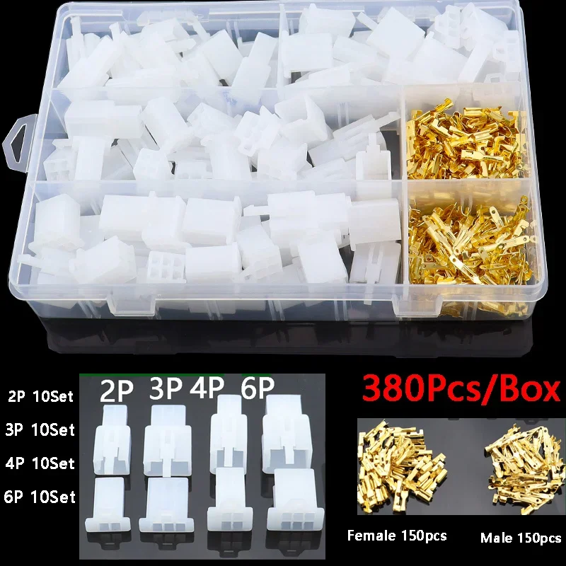 Car Motorcycle 380Pcs Electrical 2 3 4 6 Pin Male Female Terminals Automotive 2.8 plug Kit Boat Wire Connector Terminal