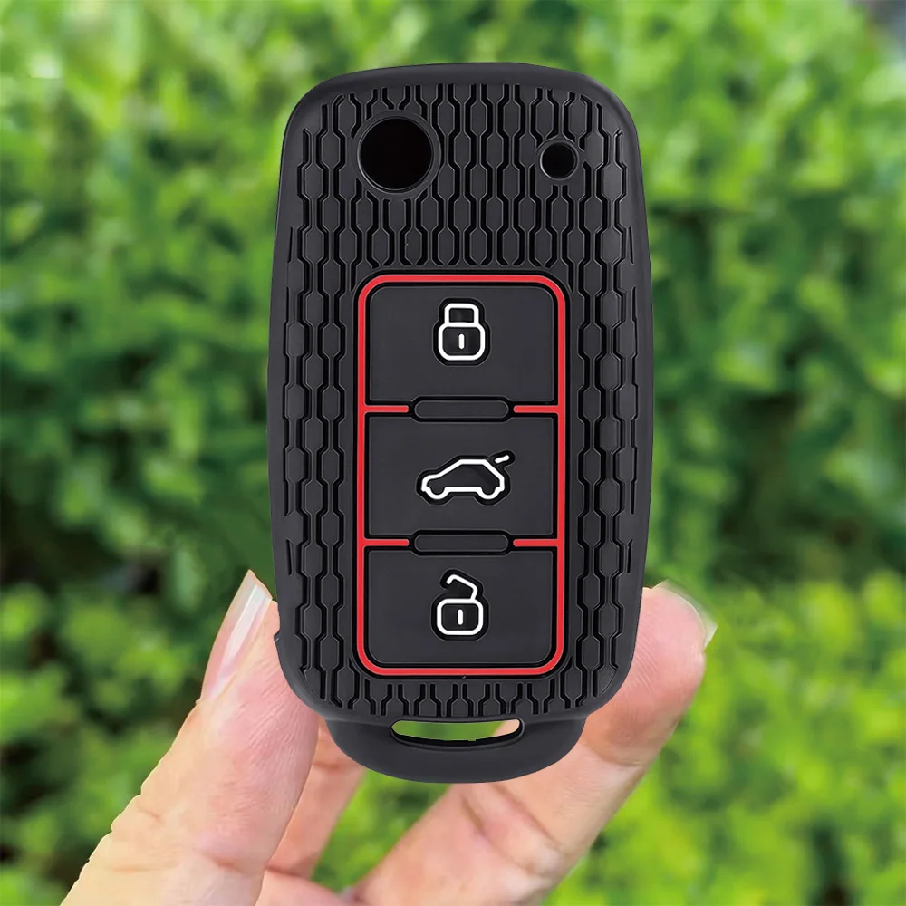 Car Key Case for VW Golf Jetta POLO tiguan for Skoda Yeti Superb Rapid Octavia for SEAT Leon Ibiza 3 Button Silicone Key Cover