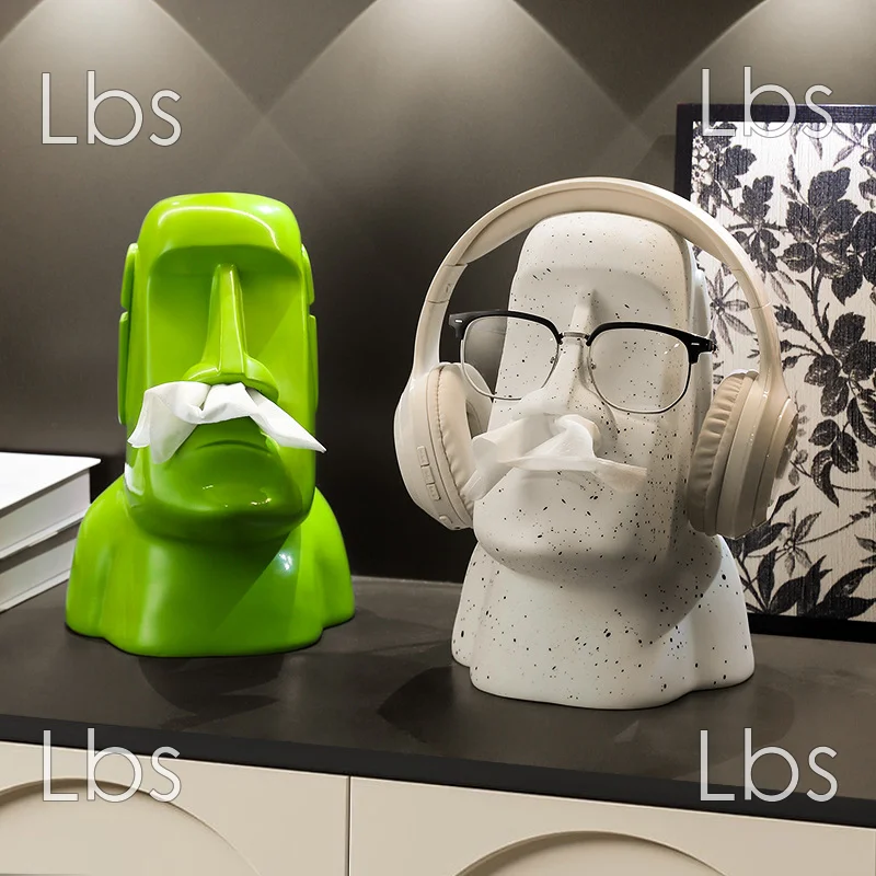 Moai Island Statue Shaped Tissue Box Decor