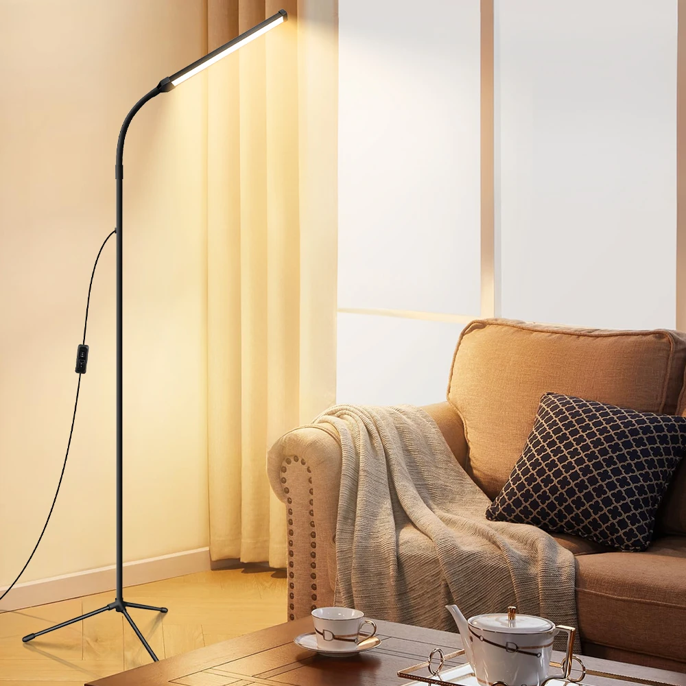 

LED Floor Lamp with Adjustable Gooseneck, USB Powered Dimmable Standing Work Light for Eyelash Extensions Reading Office Bedroom