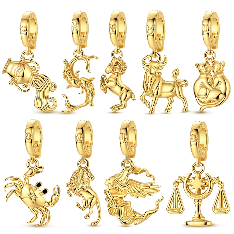 

Charms Silver 925 Gold Color Constellation Pendant Beads Fits 3mm Bracelets Bangle Necklace For Women Luxury DIY Jewelry Making