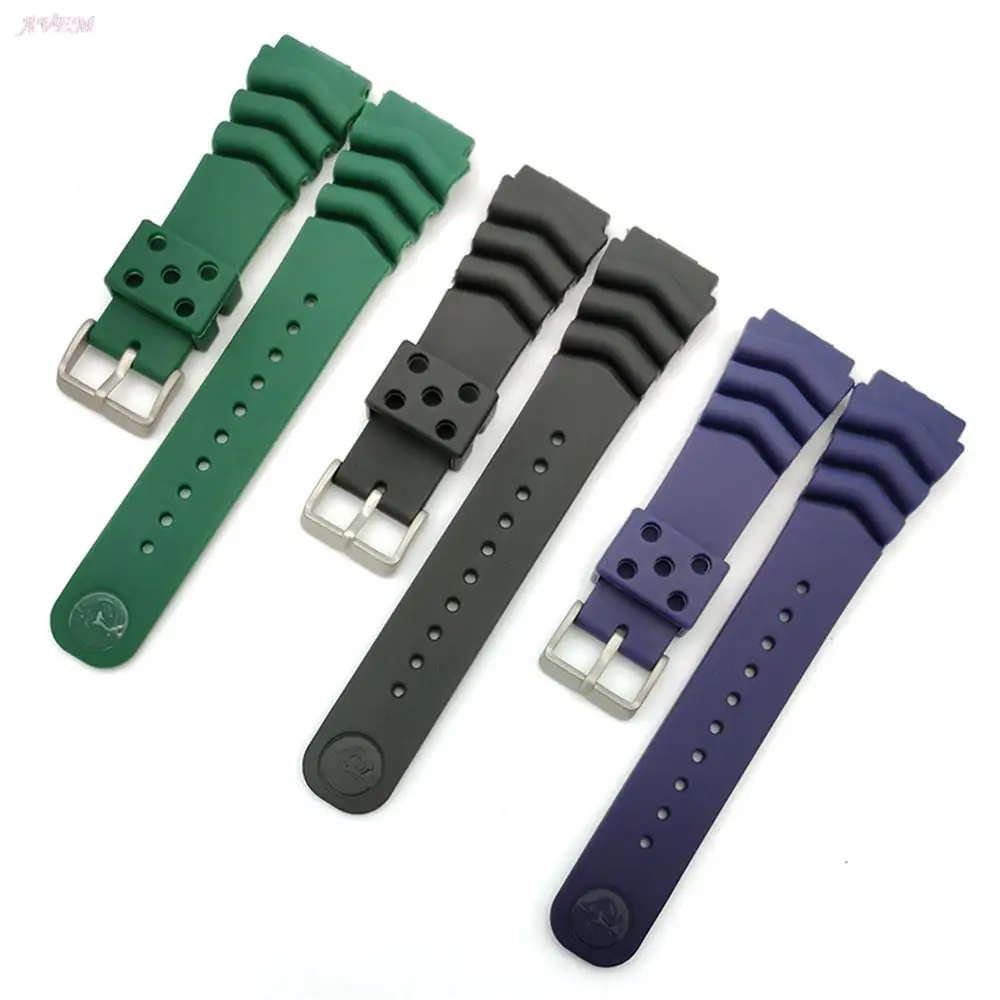 Pulseira de silicone impermeável para homens e mulheres Seiko Watch Band, pulseira de borracha, acessórios esportivos, mergulho, logotipo, 18mm,