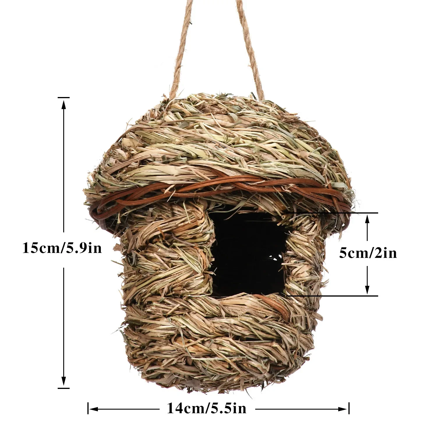 New Birds Nest Bird Cage Natural Grass Egg Cage Bird House Outdoor Decorative Weaved Hanging Parrot Nest Houses Pet Bedroom