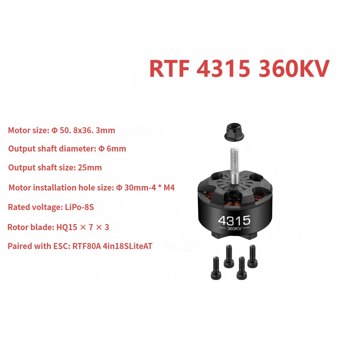

Hobbywing RTF 4315 360KV/520KV Quadcopter Motor Accessories Motor