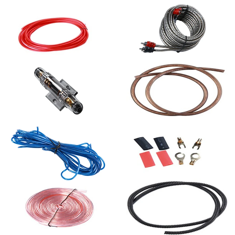 

8GA Car Audio Speakers Wiring Kit 60AMP 1500W Subwoofer Amplifier AMP Wiring Fuse Holder Wire Cable Vehicle Modification Parts