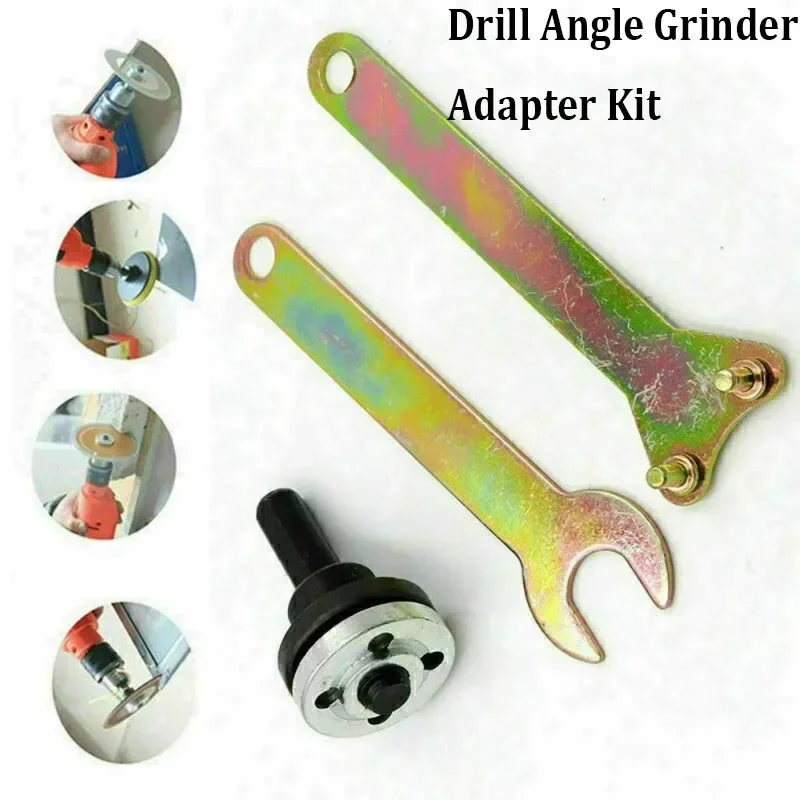 Set of 5PCS Drill and Angle Grinder Mandrel Adapters with Disc Holder and Spanner Perfect for Metal Polishing and Wood Cutting