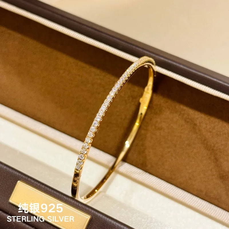 New Trend Hot Sale Famous Brand Top Quality European Luxury Jewelry Bracelets For Women Zircon Bangle Classic Pure 925 Sliver