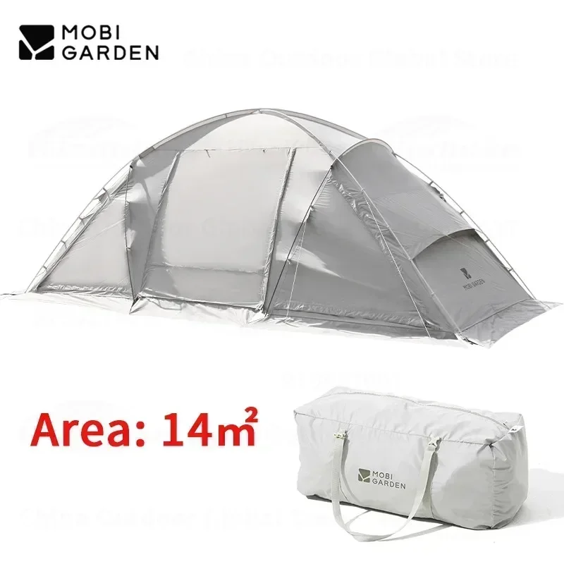 MOBI GARDEN ShiJia 6 Persons Oxford Edition Tent 14㎡ Outdoor Garden Family Picnic Tent 2 Bedrooms 1 Living Room Four Season Tent