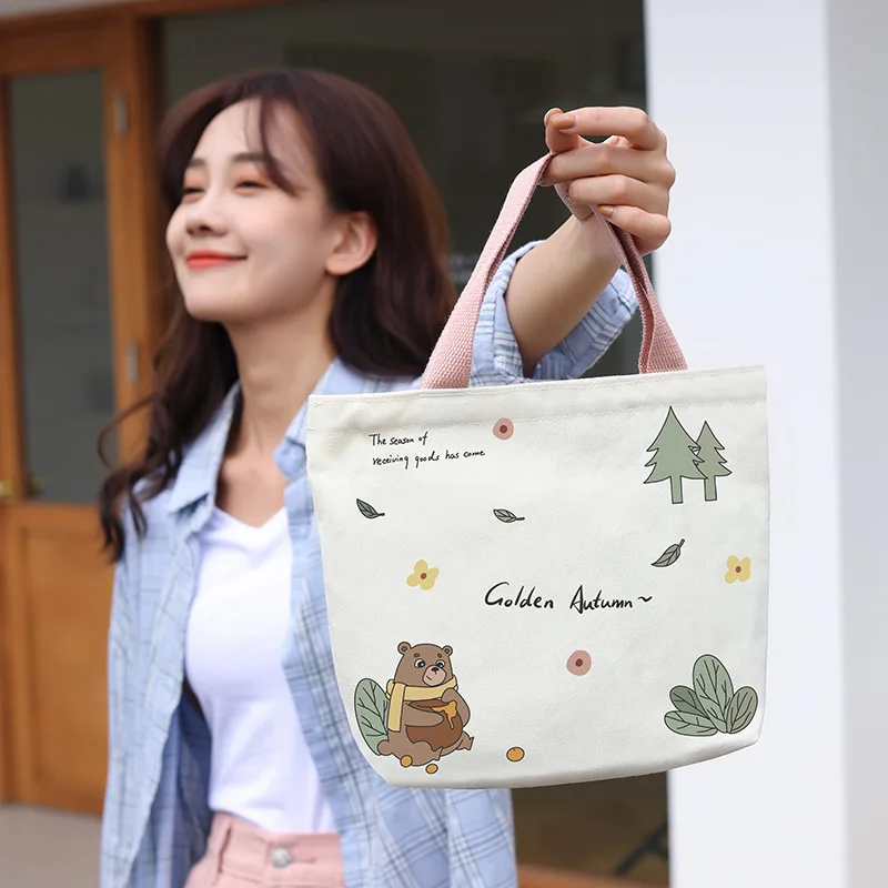 

2024 Spring INS Korean Style Canvas Bags Women Men Cartoon Printing Canvas Cabs Small Crossbody Bag Cute Casual Handbags Unisex