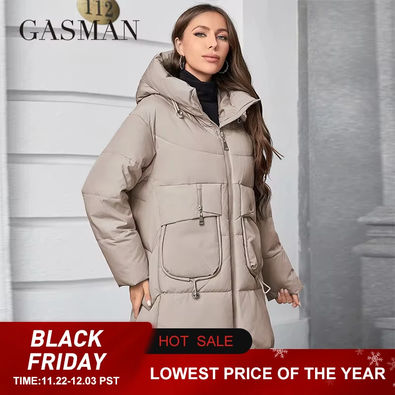 GASMAN 2023 Fashion Hooded Parkas Women's Plus Size Casual Hooded Pocket Women Down Jacket Female Coat Outwear 83367