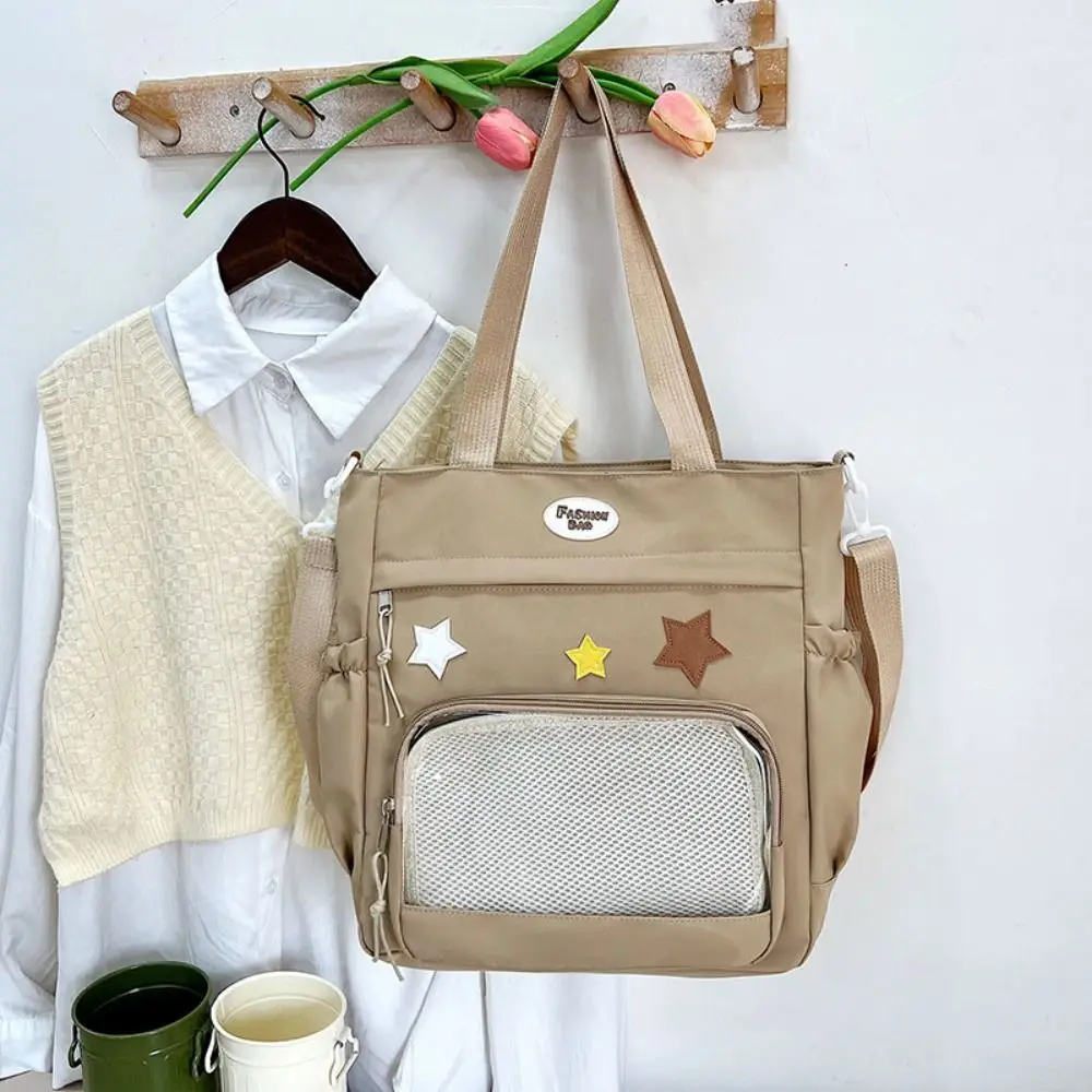 Portable Transparent Star Itabag Badge Display JK Japanese Tote Bag Solid Color Large Capacity Student School Bag Ladies
