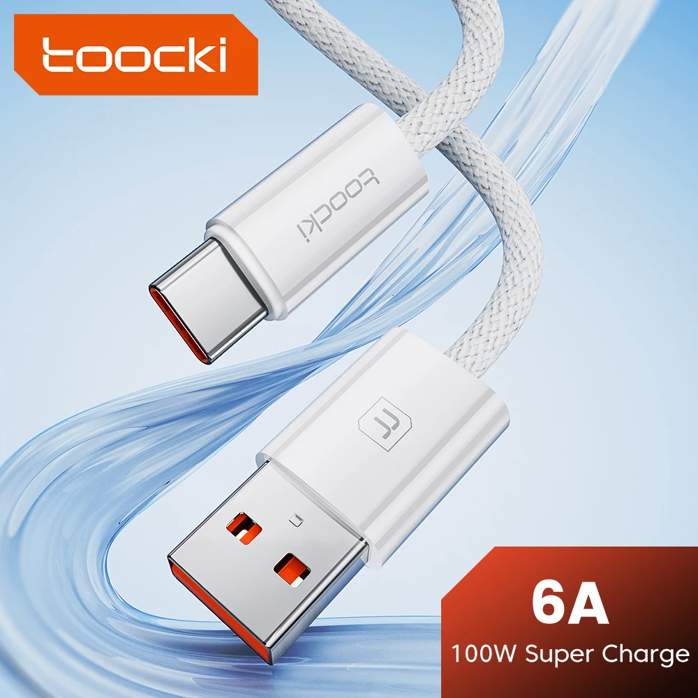 Toocki 6A USB C Cable for Huawei P60 P50 Mate40 Honor Xiaomi Samsung Realme POCO X3 100W Fast Charging Type C Cable Data Wire