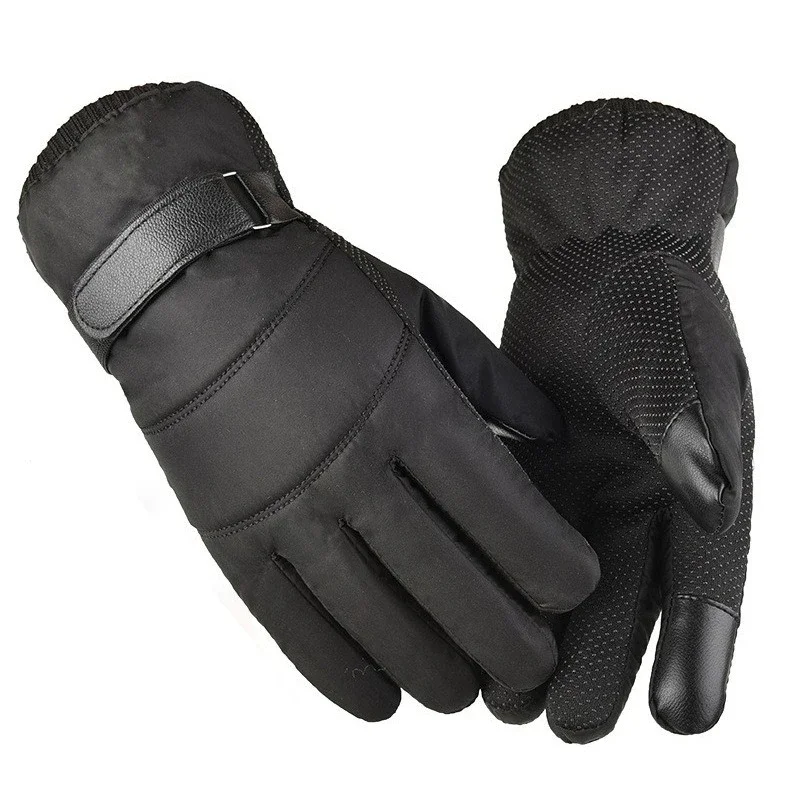 Men Down Winter Gloves Waterproof Cold Resistant Fleece Lined Thickened Warm Ski Protective Sport Mittens
