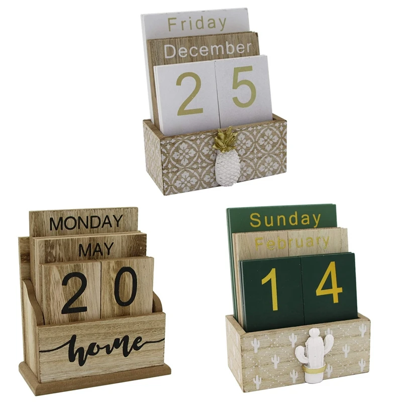 

Wooden Flip Desk Blocks Calendar,Perpetual Plank/Table Calendar Display,For Home/Office Decoration,11.5X6.5X14.5CM