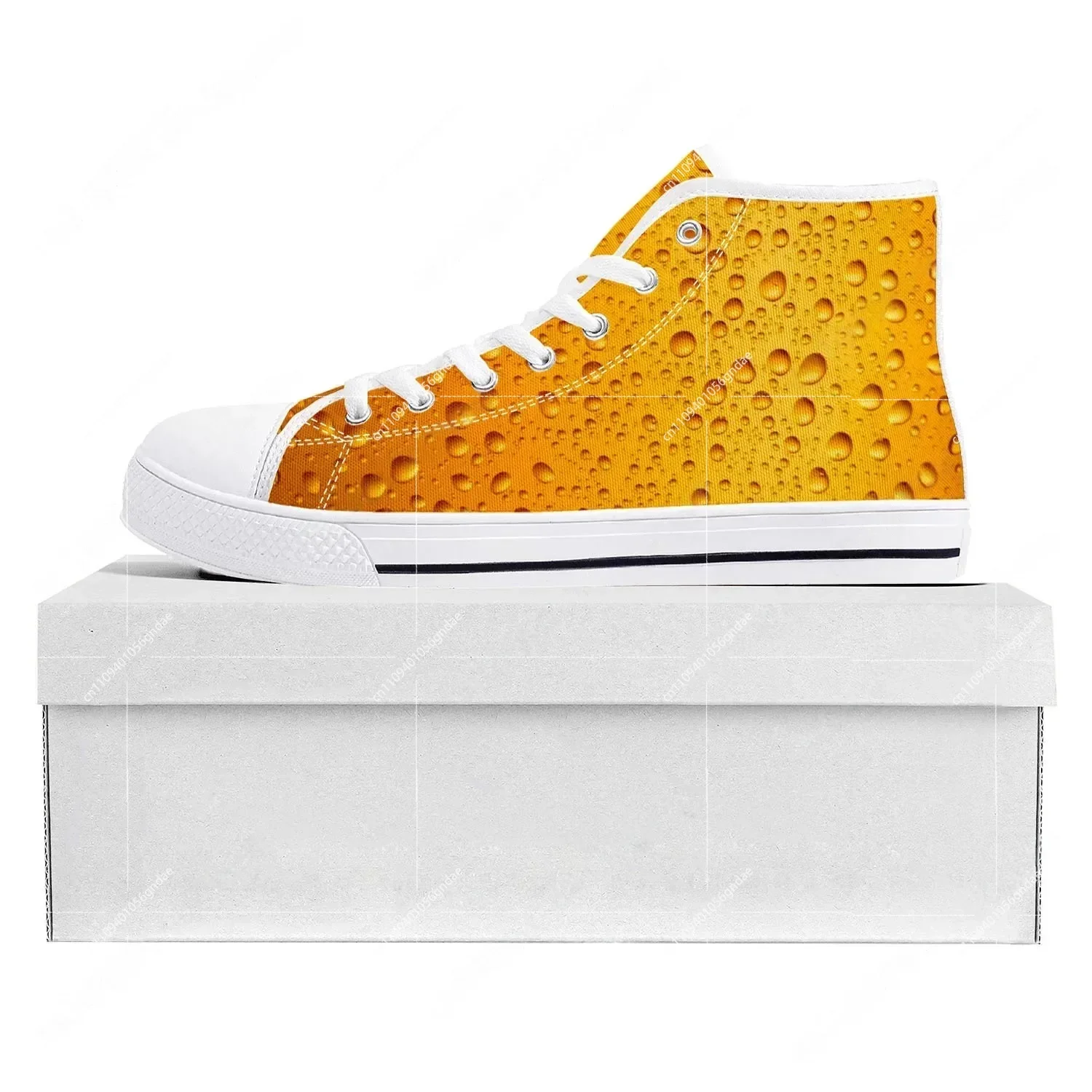 Beer Unisex 3D Print High Top High Quality Sneakers Mens Womens Teenager Canvas Sneaker Casual Couple Shoes Custom Shoe White view 2