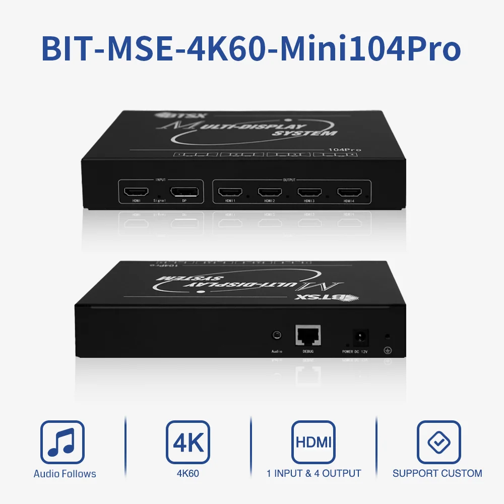 Bitvisus Mini104Pro 1x4 1x3 4K Multi-Screen Splicing Device EDID Programmable Video Processor 1x2 2x1 3x1 4x1 Video Splitters