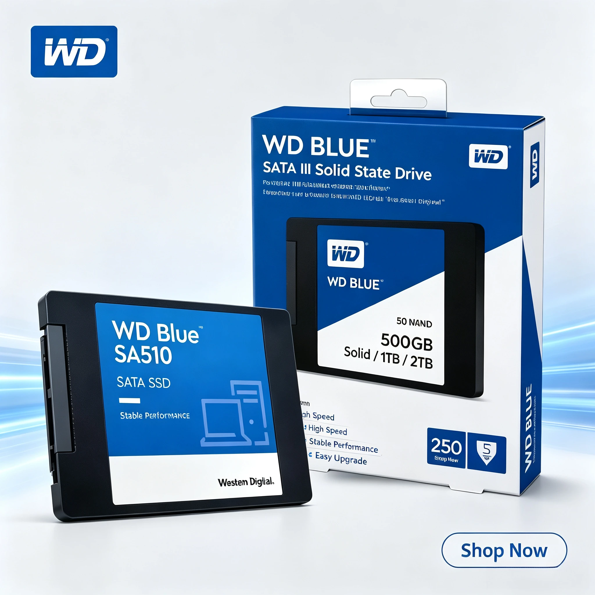 FOR WD Blue SA510 SATA 3.0 2.5" WD SSD Hard Disk Disc Internal Solid State Drive 500GB 1TB 2TB 4TB for Laptop Desktop