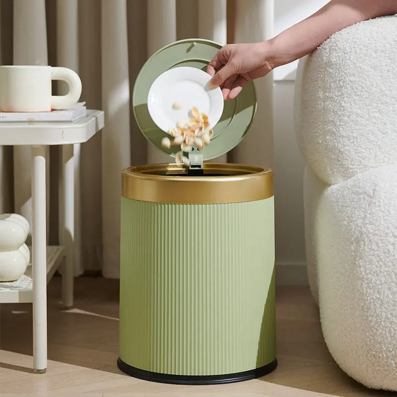 High Quality Fresh Green Trash Can with Lid Hotel School Store Mall Household Cleaning Tools Kitchen Toilet Waste Recycle Bins