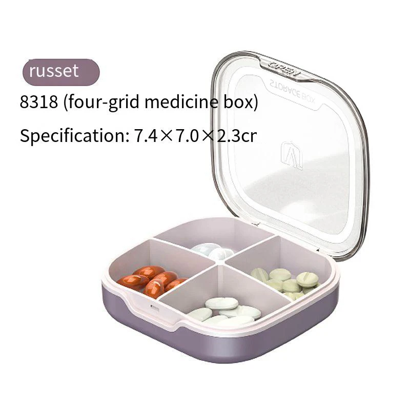 4/6 Grids Pill Storage Box Travel Medicines Storage Box Drug Separation Mini Portable Organizer Container with Seal Ring