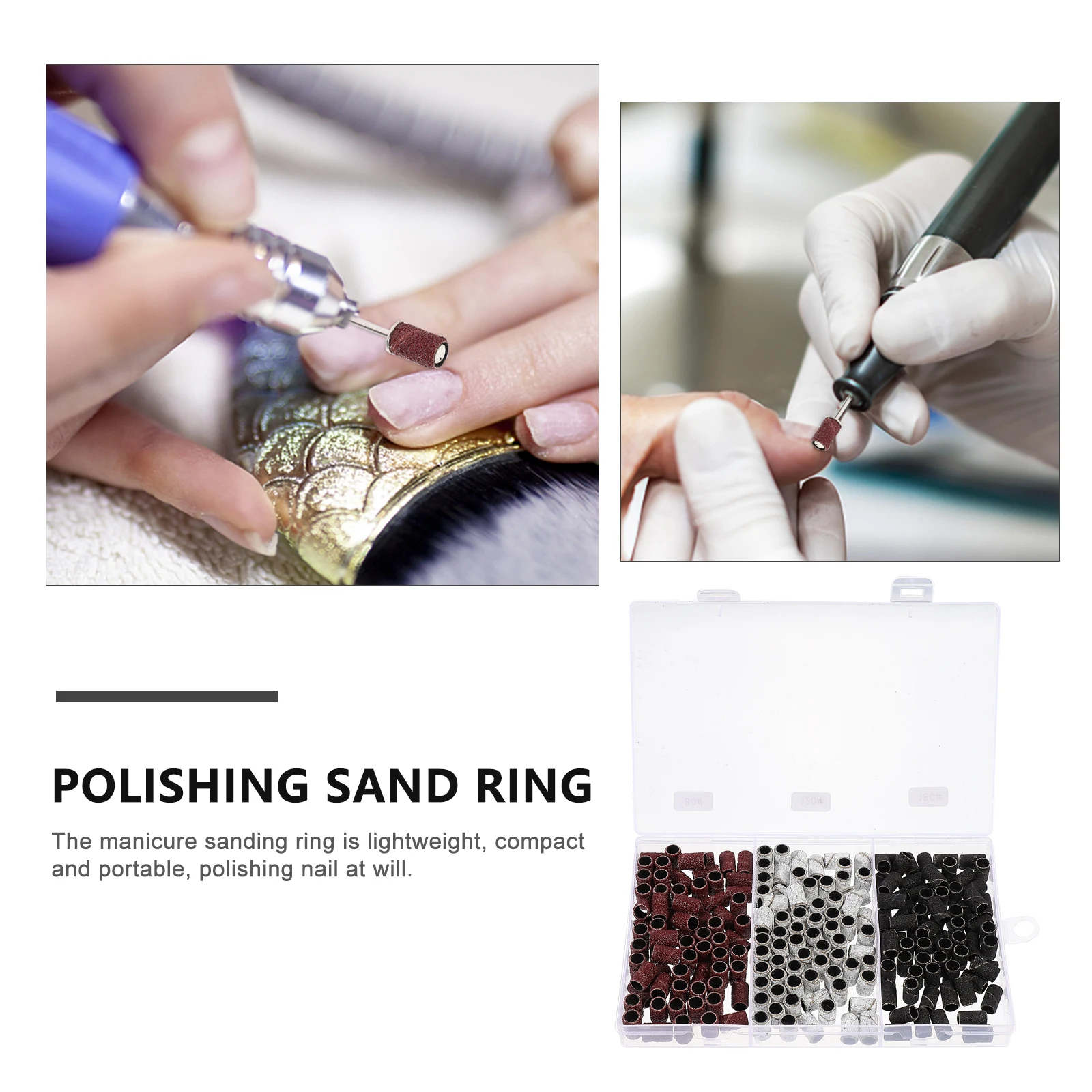 

210 Pcs Sanding Ring Polishing Head Bands Manicure Grinding Nail Art Supplies Acrylic Durable Practical Lightweight Portable