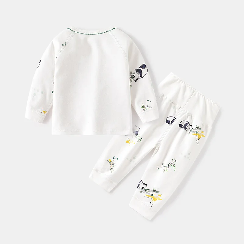 2Piece Spring Fall Baby Clothes Girl Toddler Boy Outfits China Style Cartoon Cute Print Long Sleeve Tops+Pants Newborn Set BC739