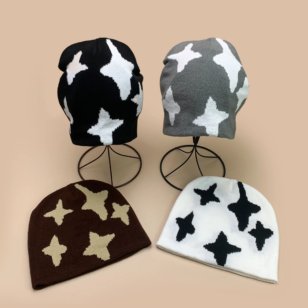 

Funny Jacquard Stars Knitted Hats New Men Women Warm Cartoon Casual Fashion Design Style Simple Versatile ins Outdoor Beanies