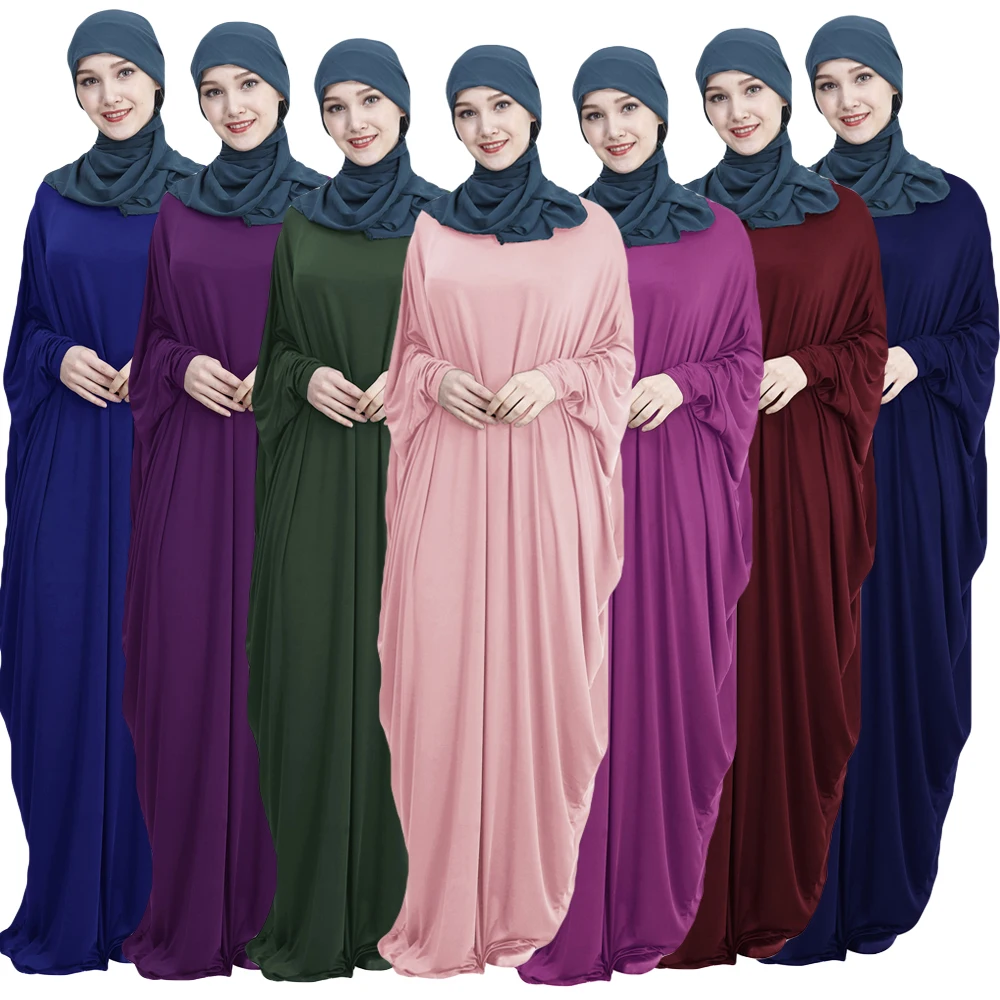 

Eid Long Khimar Muslim Abaya Dress Women One Piece Batwing Nida Prayer Hijab Dress Robe Kaftan Islamic Robe Dresses Ramadan